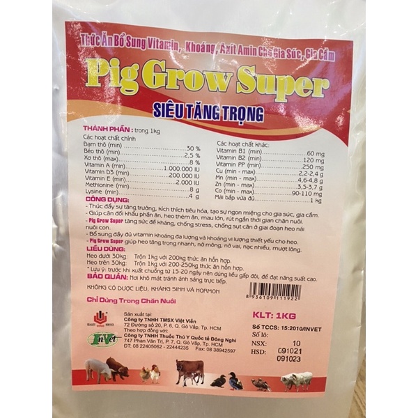 1kg PIGGROW SUPER INVET siêu tăng trọng 1kg dùng cho lợn