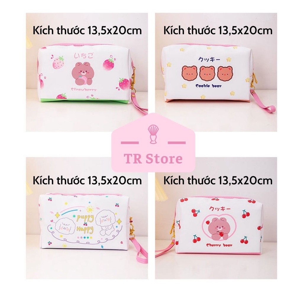 Túi đựng mỹ phẩm PU màu sắc Nhật Bản dễ thương Makeup Bag Pouch