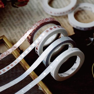 Washi tape Họa tiết Nhũ vàng hồng
