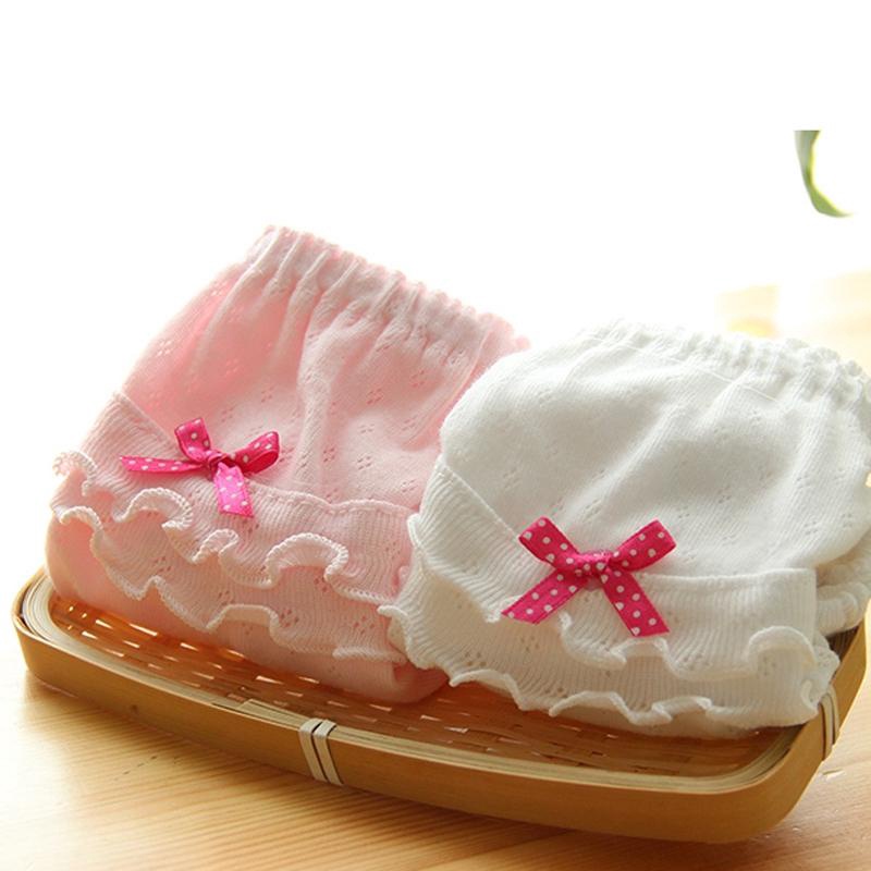 Quần lót cotton đính nơ cho bé gái sơ sinh 0-2 tuổi