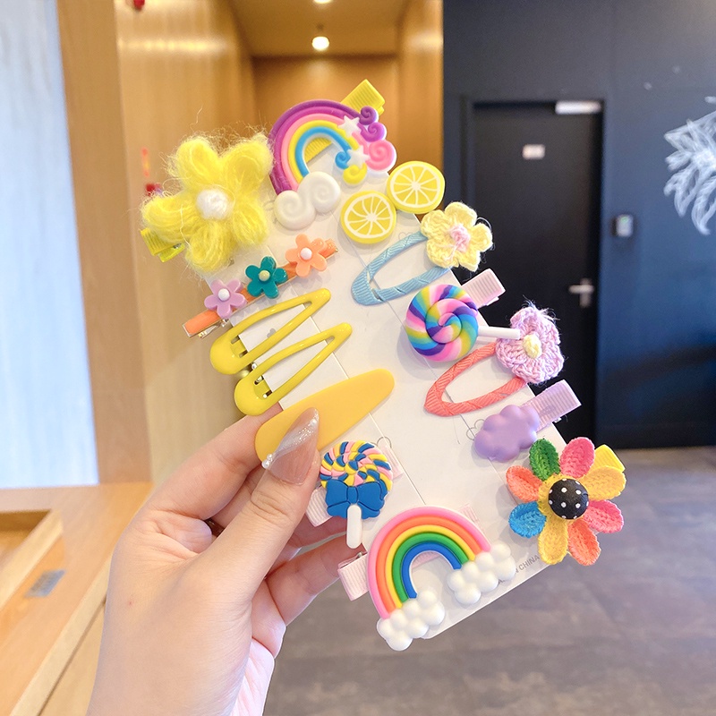 Set 14 Kẹp Tóc Thiết Kế Hình Trái Cây Dễ Thương Cho Bé Gái
