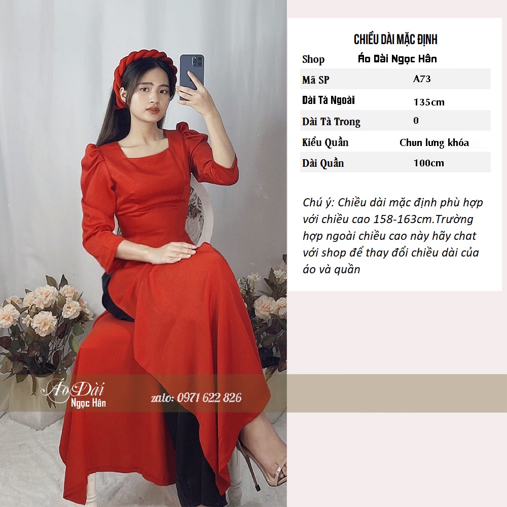 Áo Dài Truyền Thống Nữ Vai Bồng Cổ Vuông A73