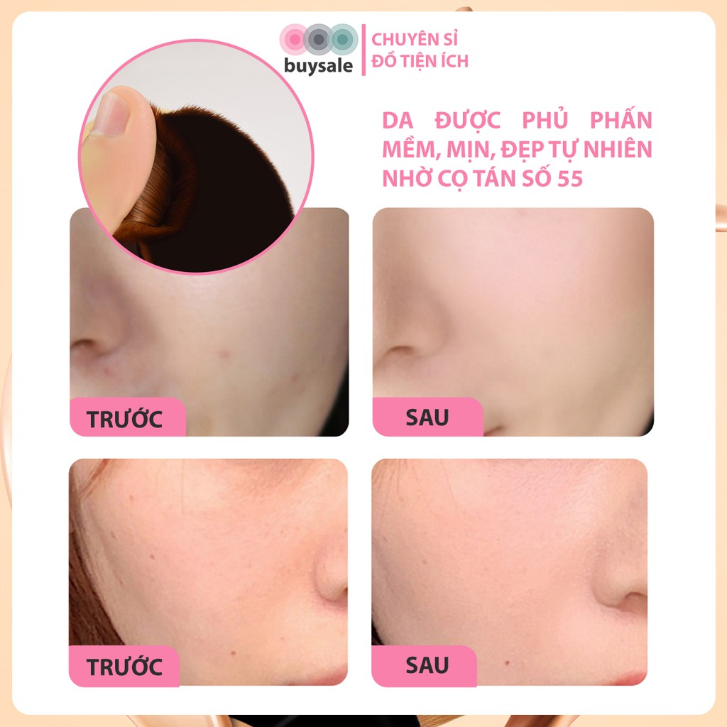 Cọ tán kem nền số 55 dành riêng cho người châu Á giúp da ăn phấn và tiết kiệm mỹ phẩm - buysale - BSPK170