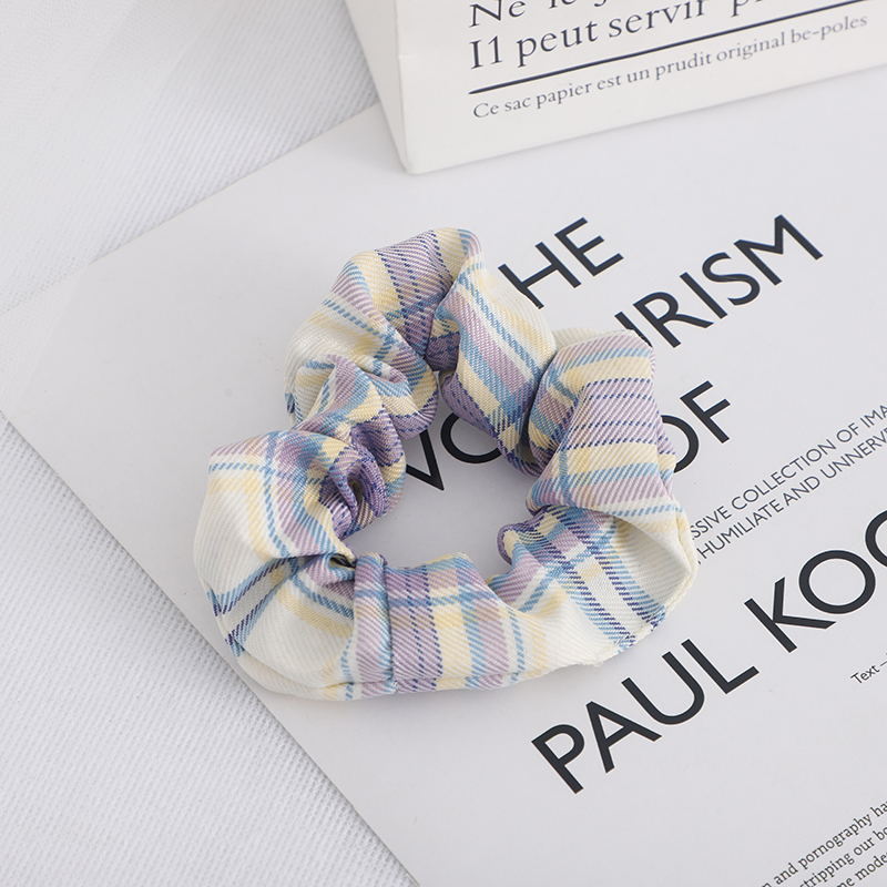 【YUKV】Ikat Rambut Bahan Kain Motif Kotak-Kotak Untuk Wanita Celef