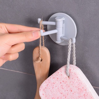 Plastic Sticky Hook Household Seamless Paste 3-branch Rotating Hook Multifunctional Hook Bathroom Wall Towel Hook
