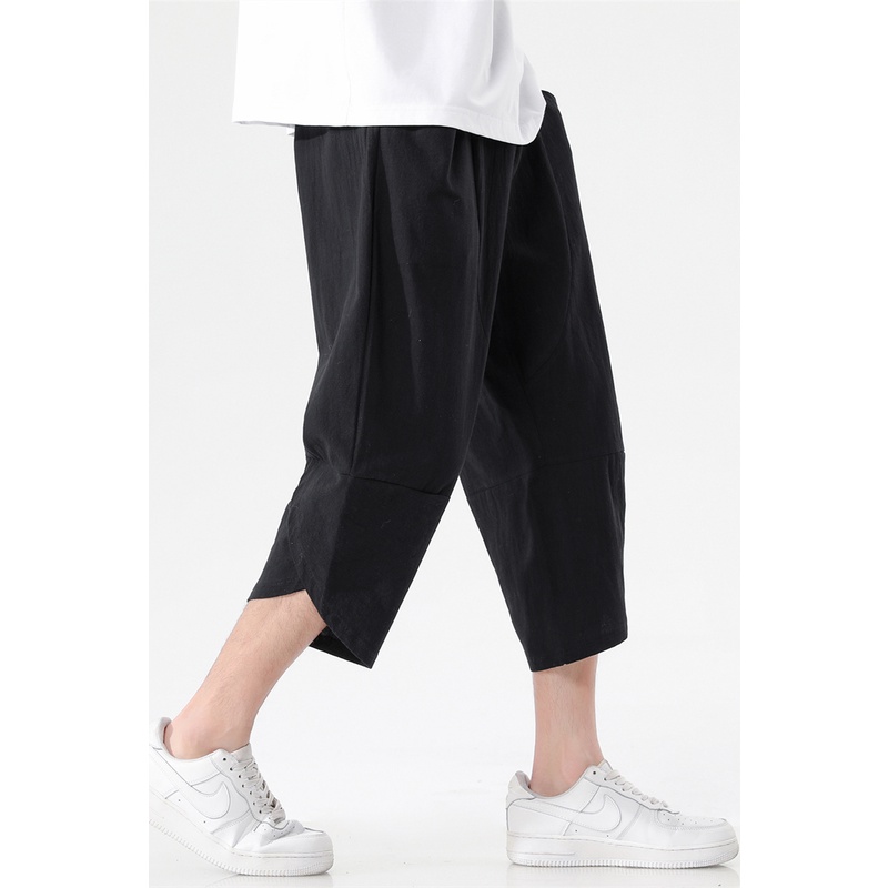 Quần Harem Cotton Lanh Ống Rộng Thoáng Khí Màu Sắc Thời Trang