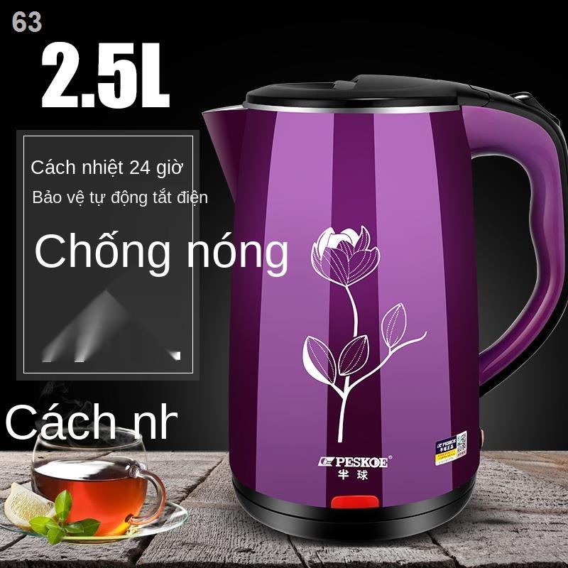 JNồi cách nhiệt bán cầu Ấm đun nước Ấm đun nước Ấm siêu tốc Inox chống đóng cặn Ấm siêu tốc công suất lớn Ấm đun nước sô