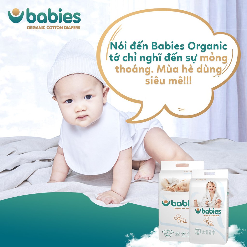 [Mua 2 tặng 1] Bỉm Babies Organic Việt nam Bỉm ❤️ Dán/ Quần Babies S66/M56/L46/M54/L50/Xl46/XXL40