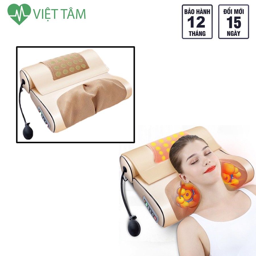 Gối massage Hồng ngoại kép đốt nóng kết hợp thảo dược