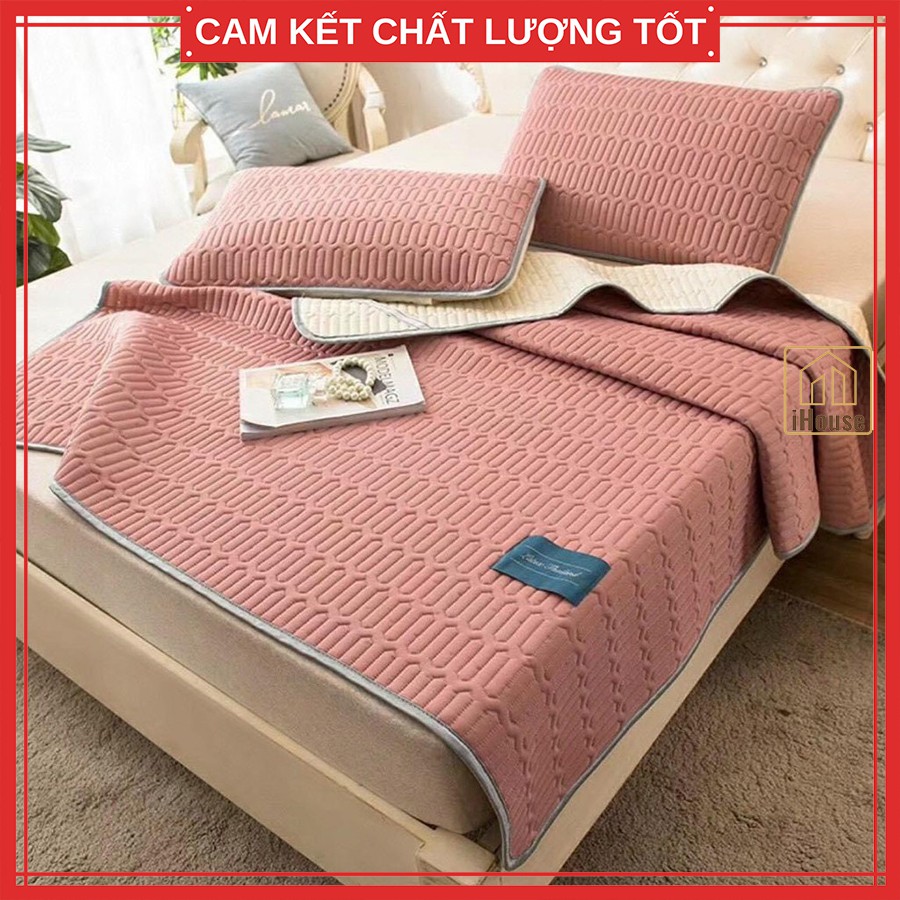 Chiếu điều hoà cao su non, Chiếu điều hoà Tencel Latex mát mẻ dễ chịu cho bé và gia đình 1m6 1m8 2m xanh đỏ