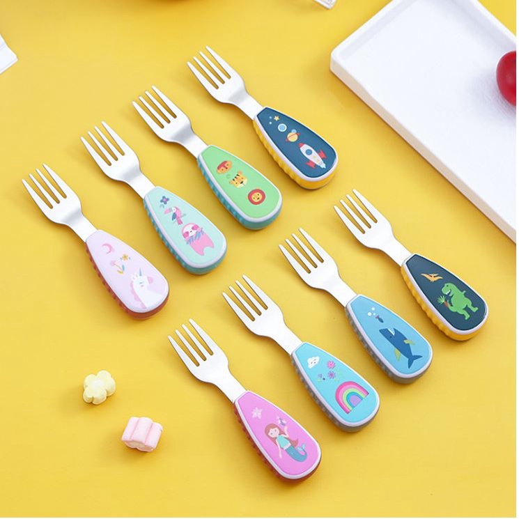 Thìa dĩa tập xúc cho bé inox cao cấp