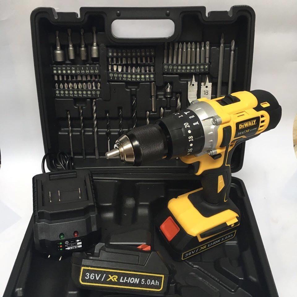 Máy Khoan Pin DEWALT 36V  3 Chức Năng, 2 Pin - Động cơ 775 TẶNG BỘ PHỤ KIỆN 69 chi tiết