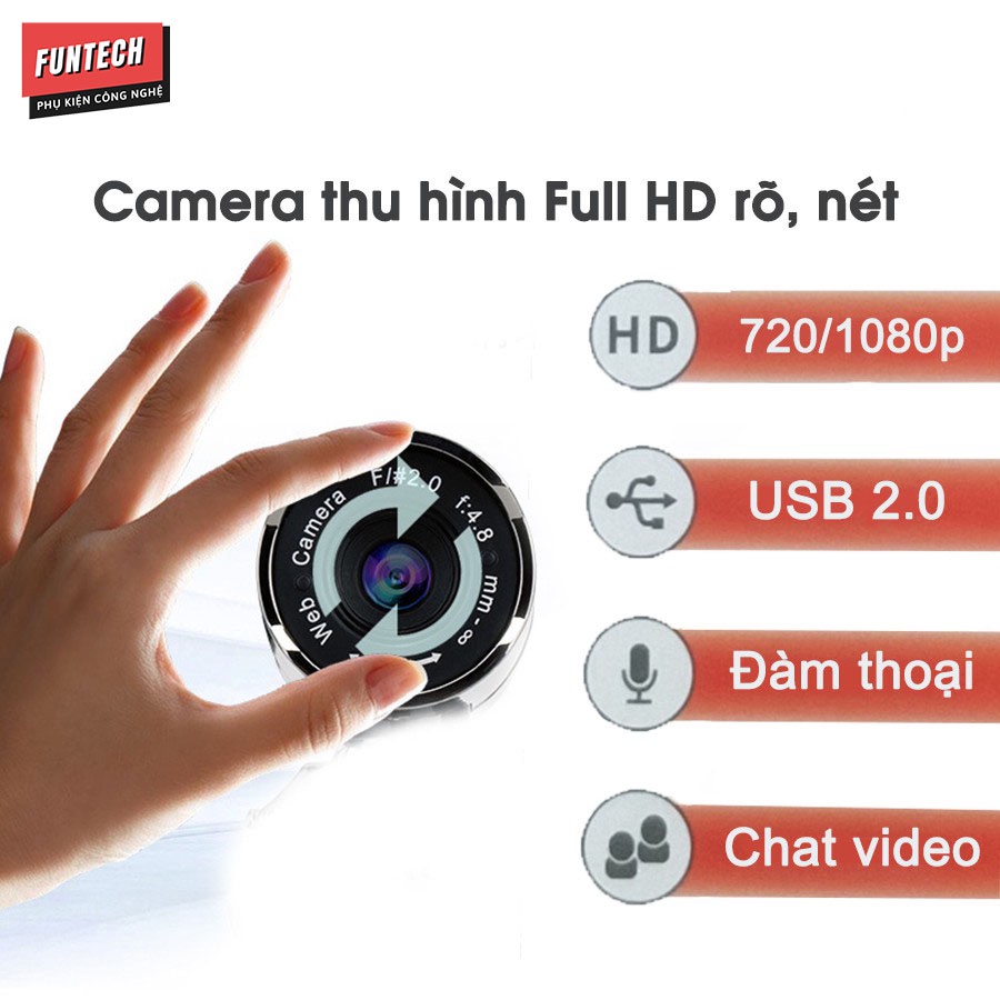 Webcam máy tính full HD 1080p cực nét có Mic dùng cho máy tính laptop full box và phụ kiện luceogroup