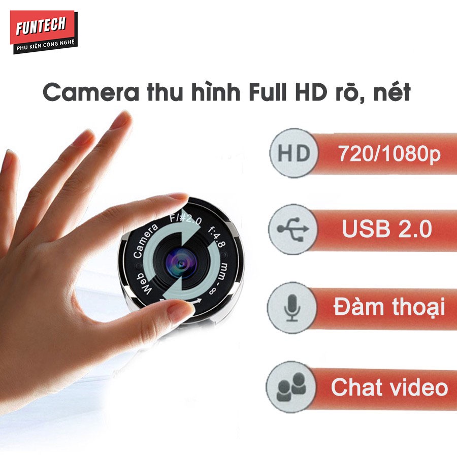 Webcam máy tính full HD 1080p cực nét có Mic dùng cho máy tính laptop full box và phụ kiện bbqmart68