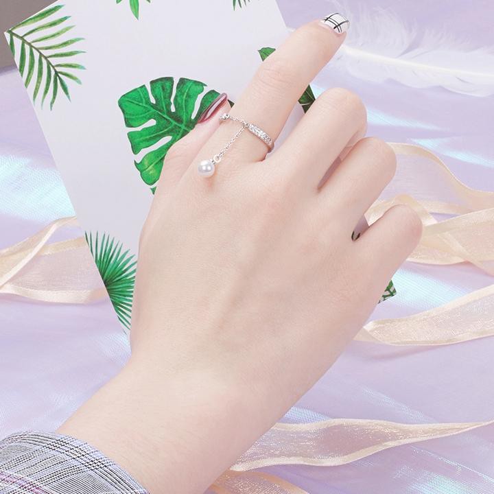 Nhẫn bạc thả hạt phong cách Hàn Quốc xinh xắn dễ thương