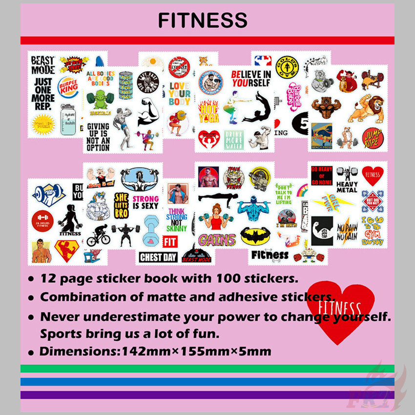 ❉ Miếng Dán Tập GYM Chất Lượng Cao ❉ Bộ 100 / 12 Sticker Chống Thấm Nước Thời Trang