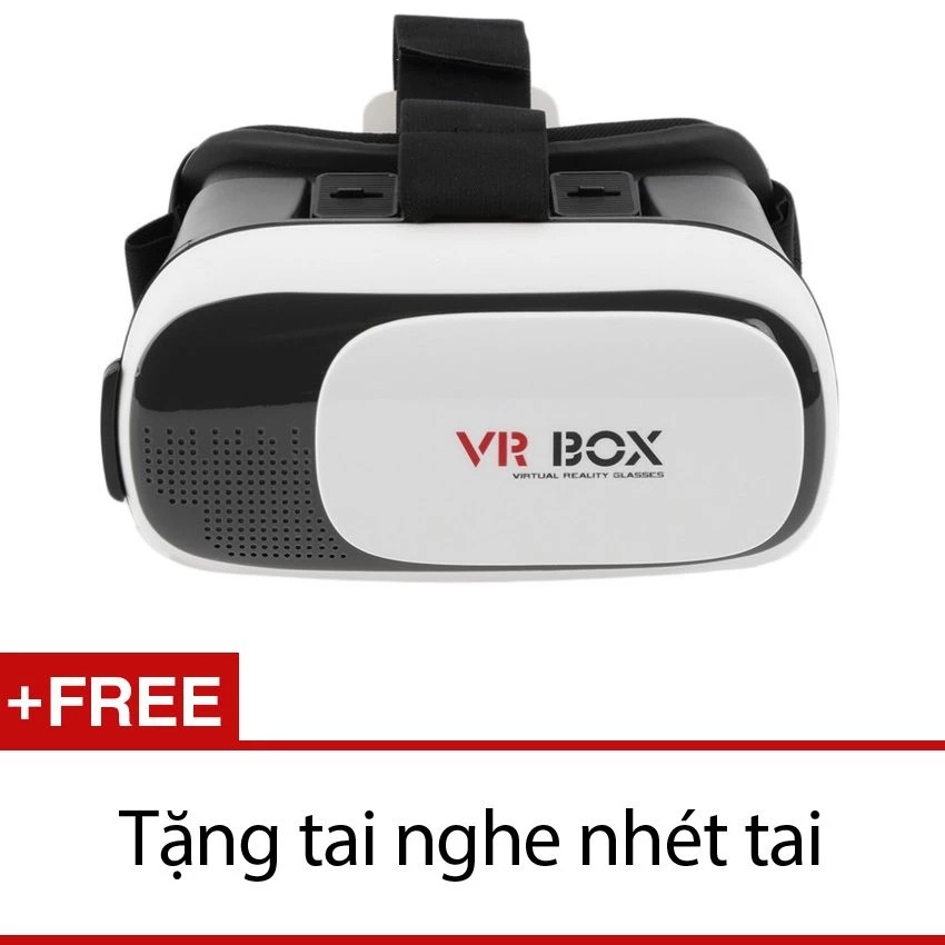 Kính xem phim 3D VR Box phiên bản 2.0 màu Đen Tặng tai nghe nhét tai zipper màu ngẫu nhiên