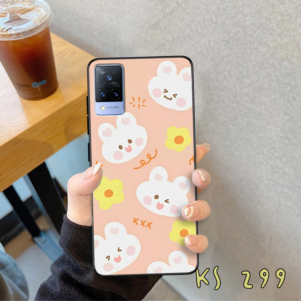 Ốp lưng Vivo V20 - Vivo V20e - Vivo V21 - Ốp in hình gấu &amp; thỏ đang yêu - lưng nhám viền TPU cao cấp