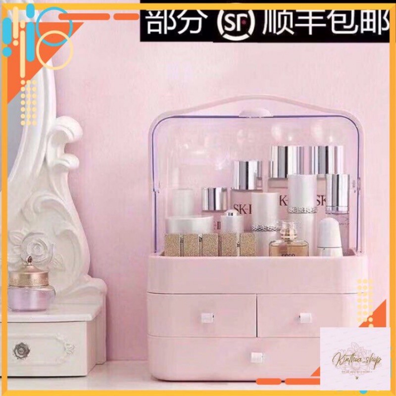 Kệ đựng mỹ phẩm size lớn 36*18*26cm, tủ đựng đồ trang điểm có nắp chống bụi bẩn &amp; chống nước