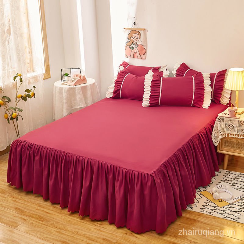 Spot Váy Phủ Quanh Cạnh Giường Màu Trơn Chống Trượt Phong Cách Hàn Quốc Mới R0T9 | BigBuy360 - bigbuy360.vn