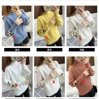 Áo len họa tiết thêu hoa