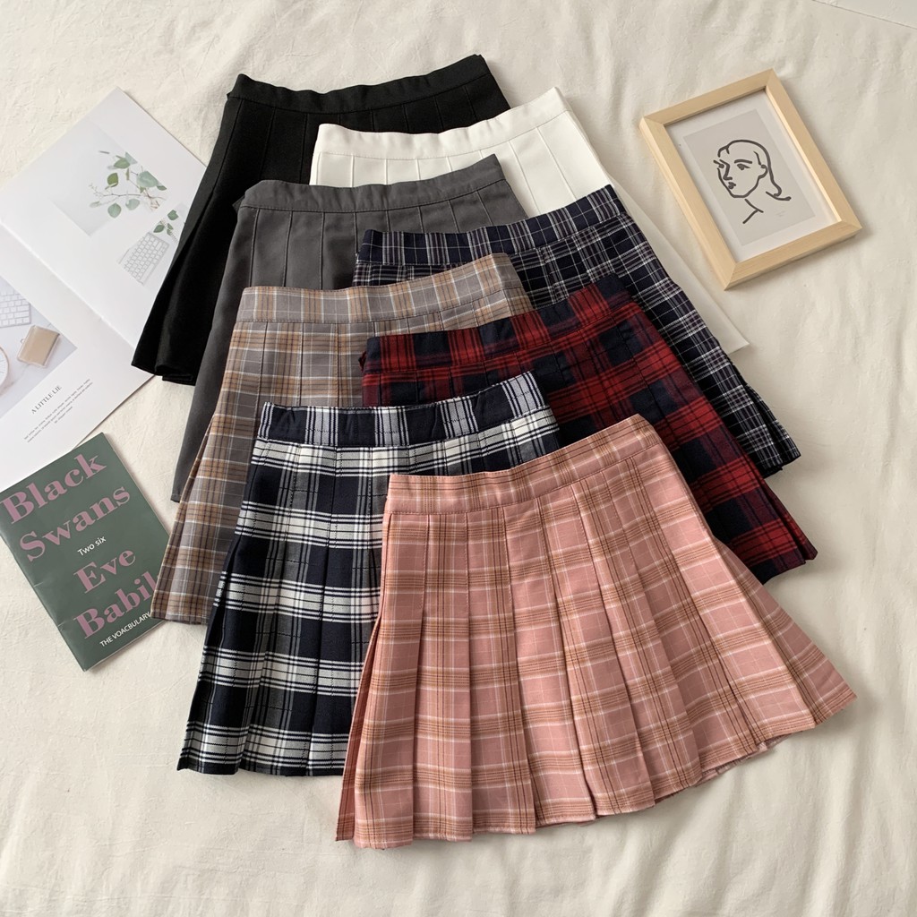 [ Mã CBMAUG88 giảm 10% tối đa 20K đơn 99K ] Chân váy xếp ly lưng cao kẻ sọc cổ điển 39585 | BigBuy360 - bigbuy360.vn