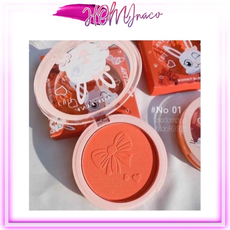 Phấn Má hồng thỏ in nơ AnyLady Blusher Thái - tone cam đào hồng san hô rực rở