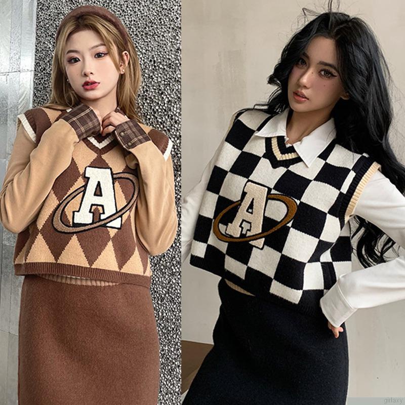 Áo len nữ không tay cổ chữ V thời trang Hàn Quốc