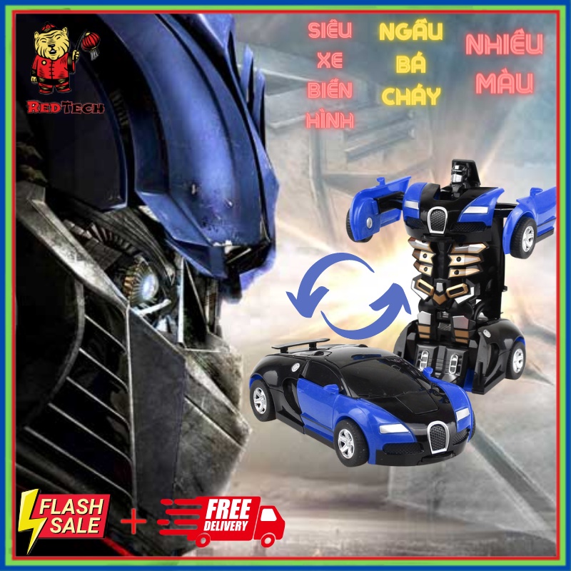 Xe ô tô đồ chơi biến hình thành robot, người máy RedTech dành cho bé, màu sắc đa dạng, bắt mắt.