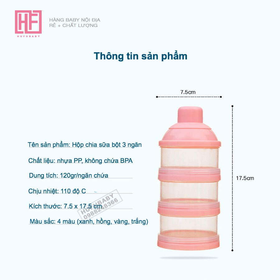 Hộp chia sữa/ hộp đựng sữa bột đồ ăn dặm 3 ngăn tiện dụng  đa năng tiện lợi