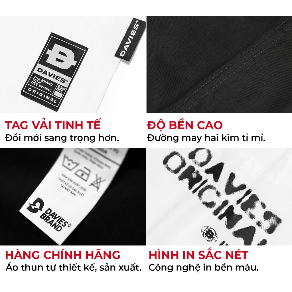 Áo phông nam nữ form rộng tay lỡ màu đen tee local brand FWTT DAVIES |D26-T7