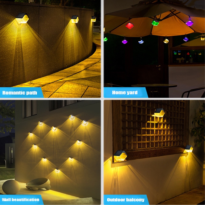 Đèn LED Treo Tường Cảm Biến Năng Lượng Mặt Trời Chống Nước Nhiều Màu Sắc Trang Trí Sân Vườn