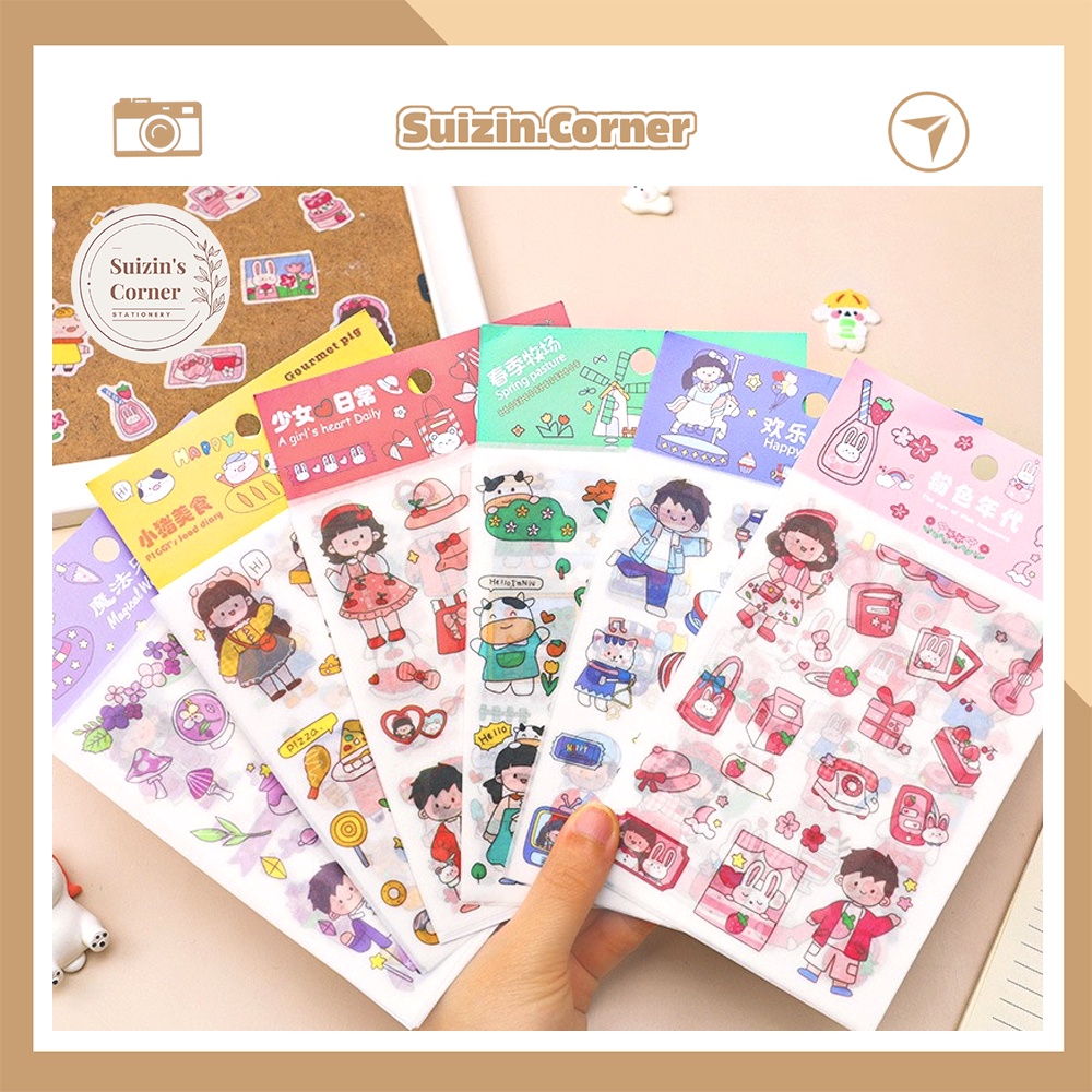 Bộ 6 mẫu STICKER hình các cô cậu bé dễ thương đáng yêu - Hình dán trang trí sách vở, sổ tay, bưu thiếp, đồ dùng học tập