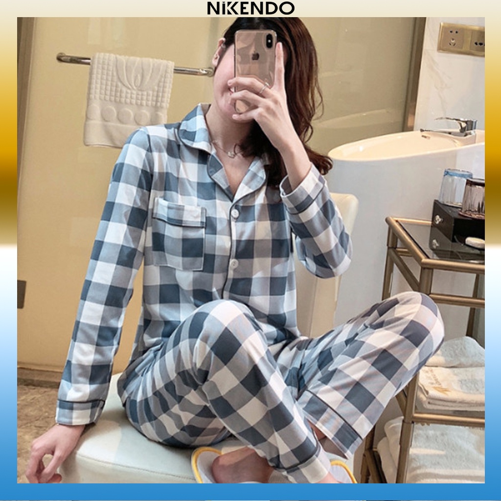 Xả Hàng Đồ Bộ Mặc Nhà, Đồ bộ Pijama Tay Dài Nữ