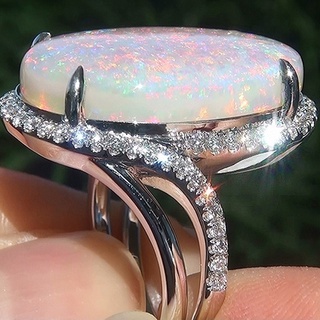Nhẫn Đính Hôn Nữ Đính Đá Opal Lửa Tự Nhiên