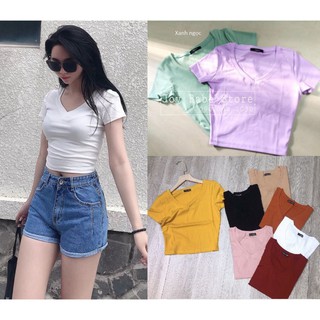 THF ÁO CROPTOP CỔ TIM THUN GÂN