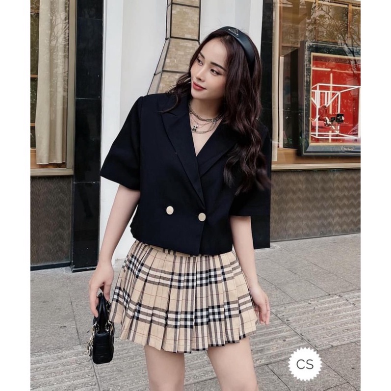 Set bộ chân váy áo vest croptop siêu cá tính BN258 0322