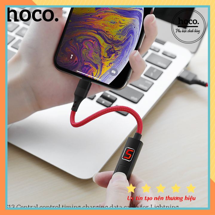 Cáp Sạc Micro Hoco S13 Hẹn Giờ Sạc Có Đèn Led Hiển Thị Màn Hình - Hỗ Trợ QC3.0 Chính Hãng