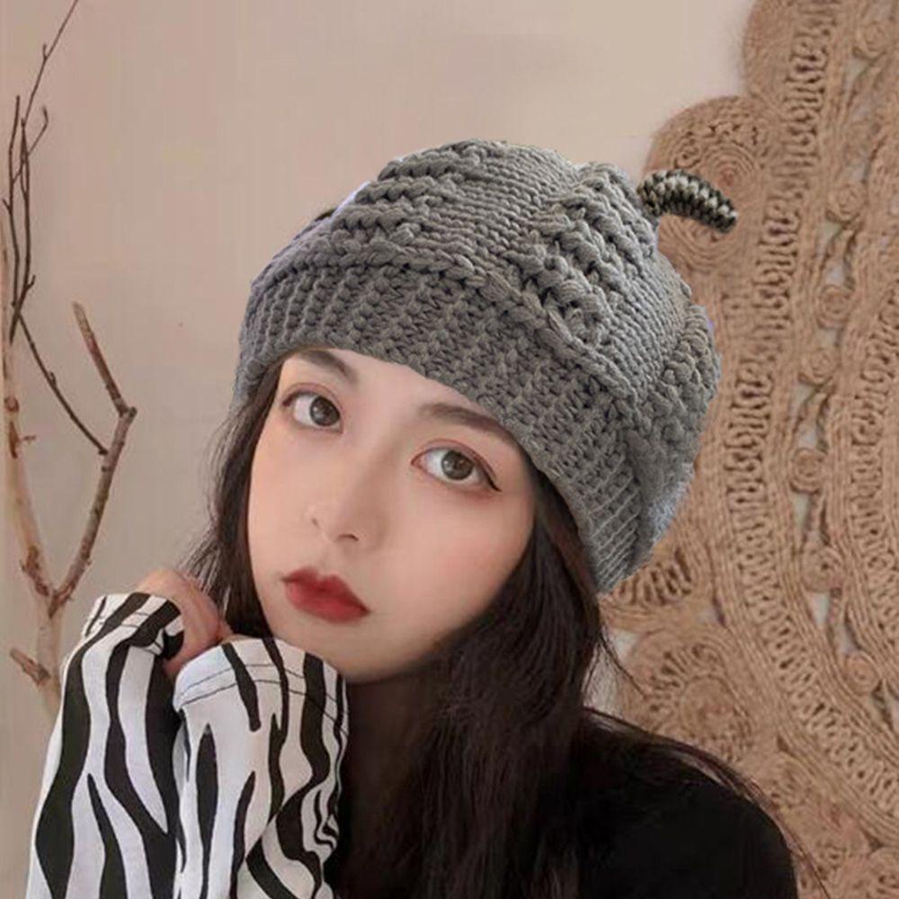 Mũ Beanie Dệt Kim Màu Trơn Dễ Thương