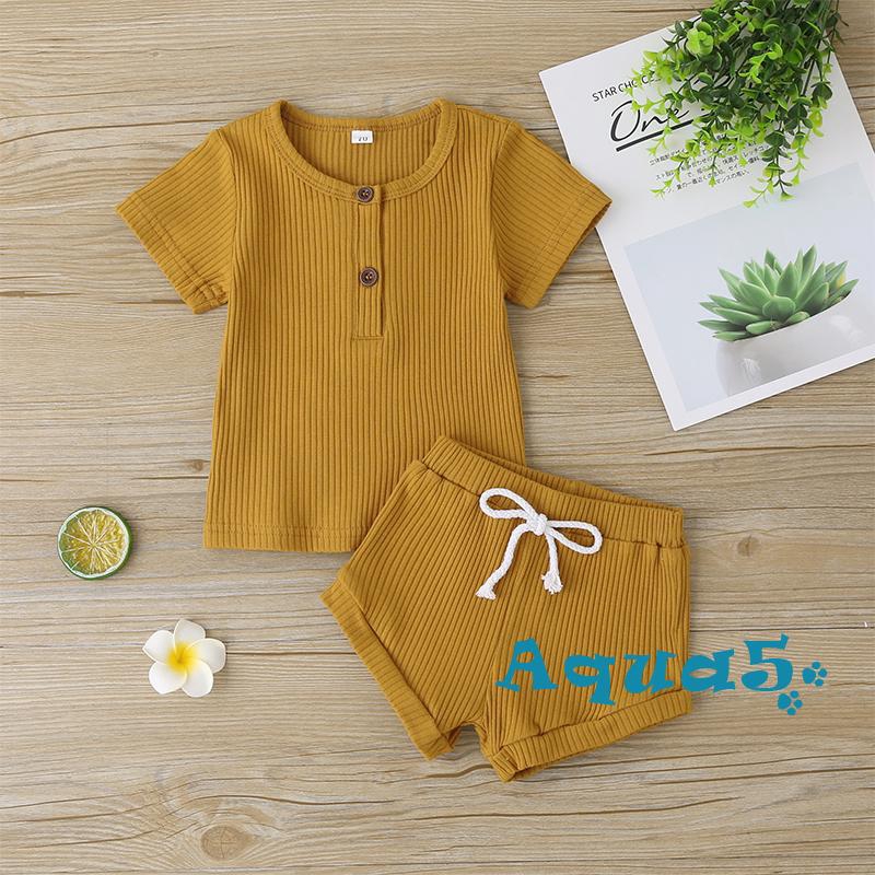 Set Áo Thun Tay Ngắn & Quần Short Cho Bé Trai & Gái Sơ Sinh Từ 0-24 Tháng Tuổi