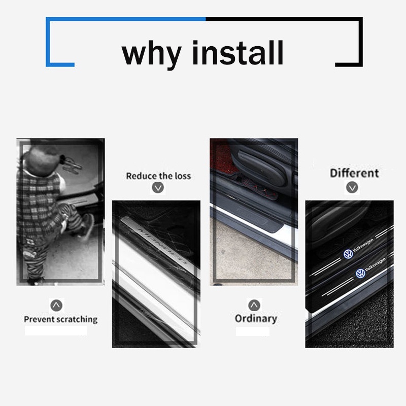 Bộ 4 Miếng Dán Cửa Bằng Da Vinyl Sợi Carbon Chống Trầy Xước