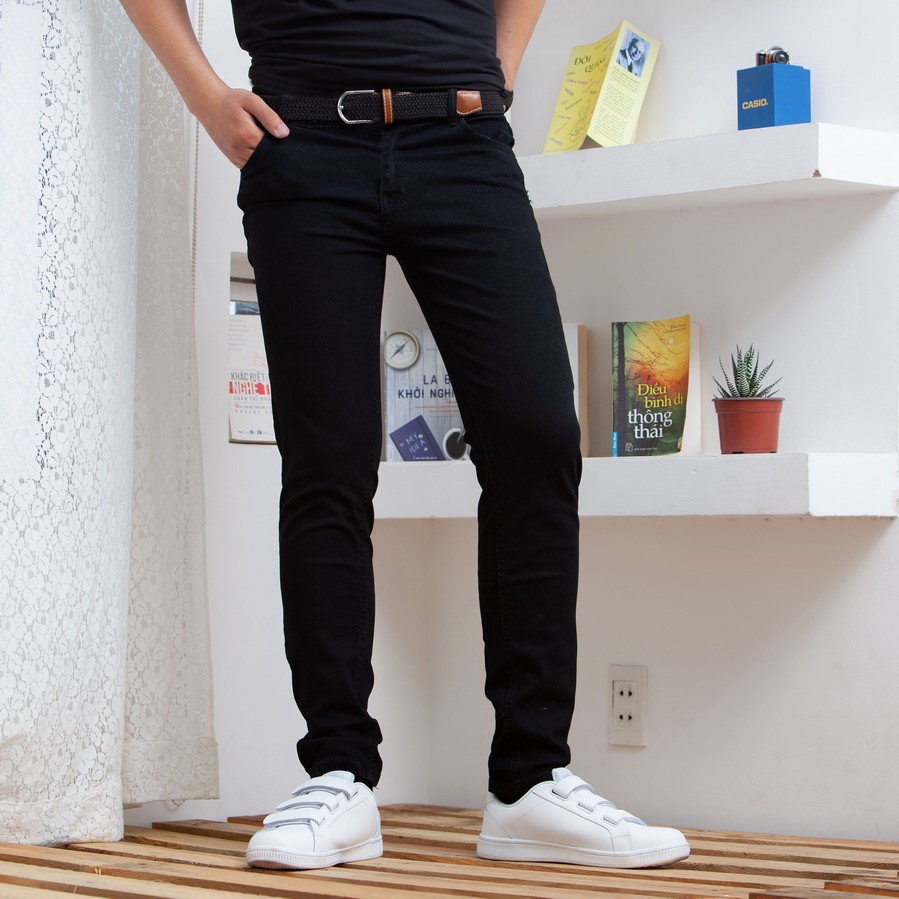 Quần jeans nam đen co giãn TS98