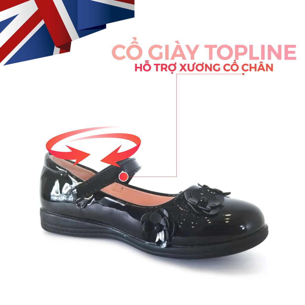 Giày Búp Bê Đen Đi Học Bé Gái Crown Space UK School Shoes CB3023 Cao Cấp Nhẹ Êm Thoáng Mát Size 28-36/4-14 Tuổi