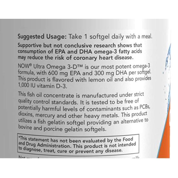 Ultra Omega 3 Kết Hợp Vitamin D Tăng Sức Đề Kháng Và Bảo Vệ Xương Khớp Now Ultra Omega 3 với Vitamin D