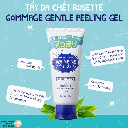 Gel Tẩy Tế Bào Da Chết Rosette Màu Xanh Cho Da Dầu Nhật Bản 120g