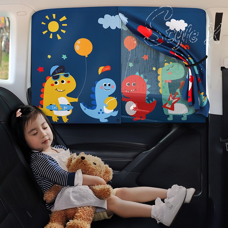 Rèm Che Nắng Cách Nhiệt Từ Tính Họa Tiết Hoạt Hình Cho Xe Hơi
