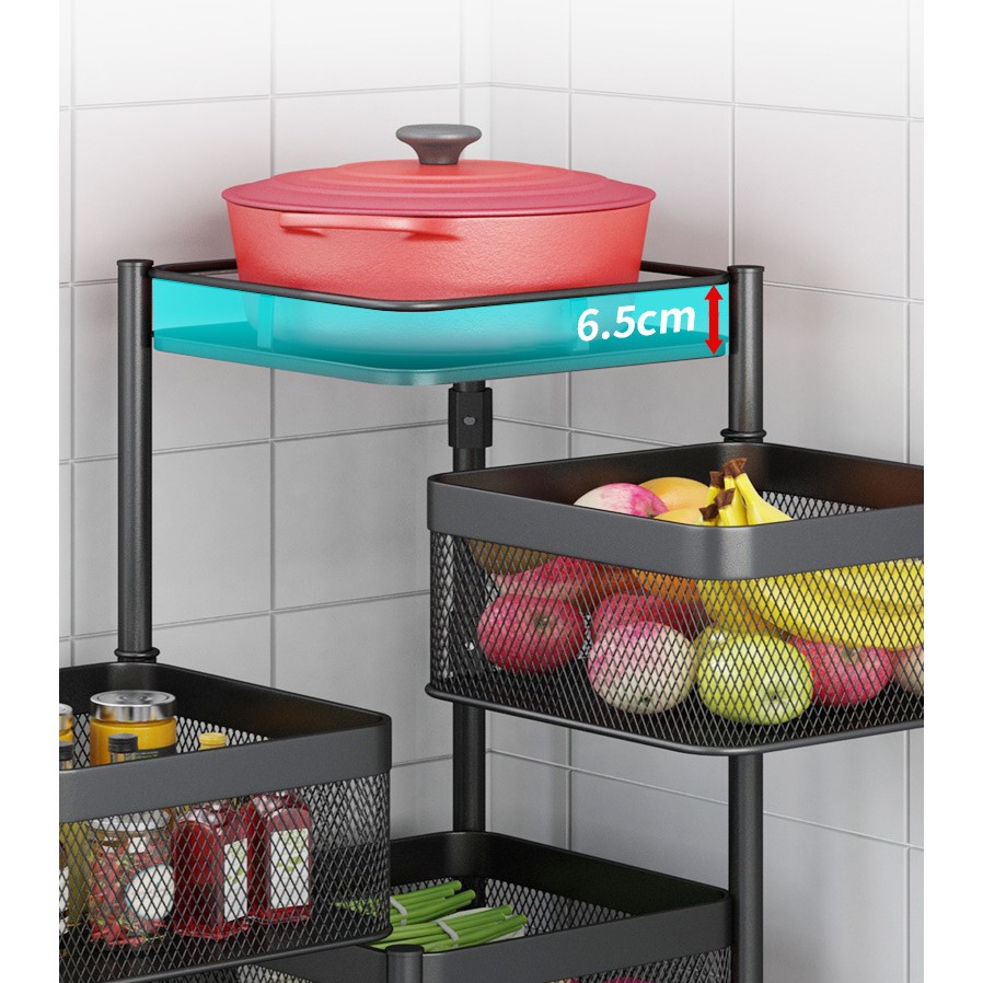 Giá Để Rau Củ Khay Vuông Xoay 360 Tiện Lợi