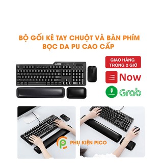 Kê tay bàn phím da cho bàn phím và kê tay di chuột chống đau mỏi cổ tay bộ 2 chiếc - Đệm kê tay cho chuột