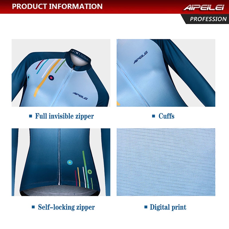 Bộ Quần Áo Chạy Xe Đạp Tay Dài Có Khóa Kéo Aipeilei Cho Nữ