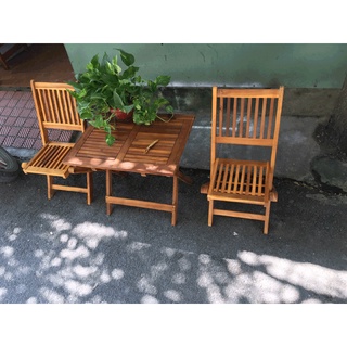 Bàn Ghế Ban Công Chung Cư Cao Cấp Gấp Gọn Gỗ Tràm Bông Vàng hàng Loại 1 Chống Mối Mọt, Chịu Lực Tốt - Gonhuaviet.com